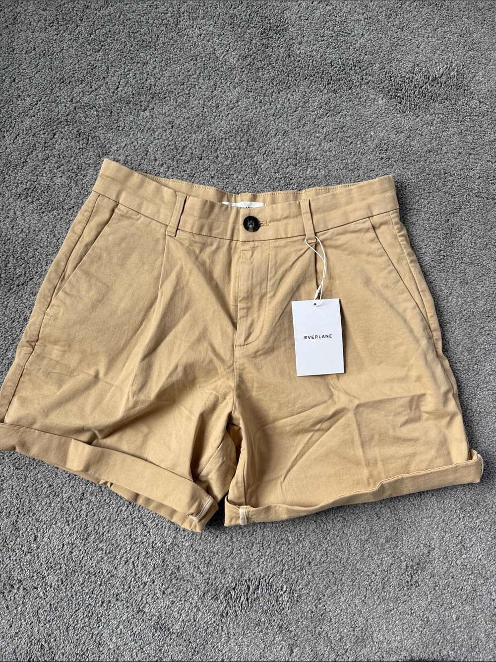 Everlane Women's Tan High-Rise Roll-Cuff Chino Shorts